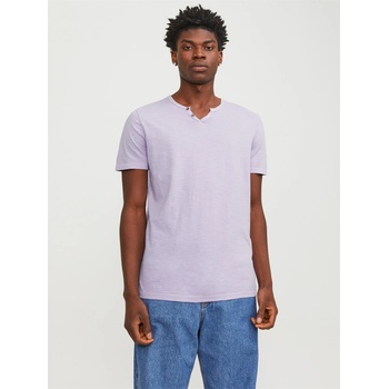 Jack and Jones Тениска Jack and Jones Men's Split Neck Regular Fit T-Shirt - Purple Rose