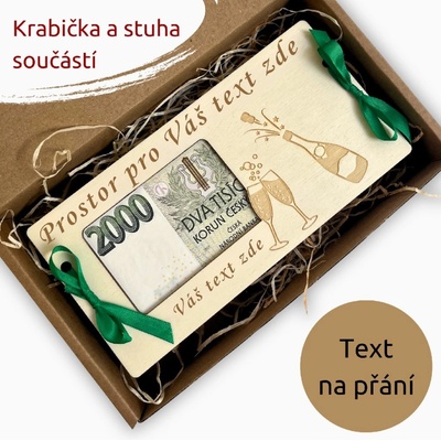 PanDatel Dřevěná obálka na peníze - ŠAMPAŇSKÉ - Váš text