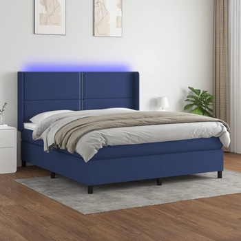 vidaXL Боксспринг легло с матрак и LED, синьо, 180x200 см, плат (3138259)