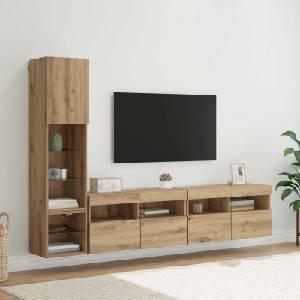 vidaXL Телевизионен стенен шкаф 4 бр. Дъб Инженерна дървесина (3402966)
