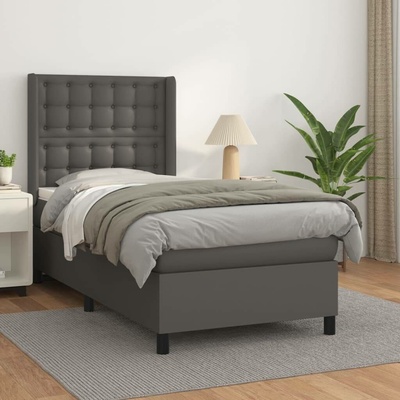vidaXL 3132471 Boxspring postel s matrací umělá kůže / Barva Šedá