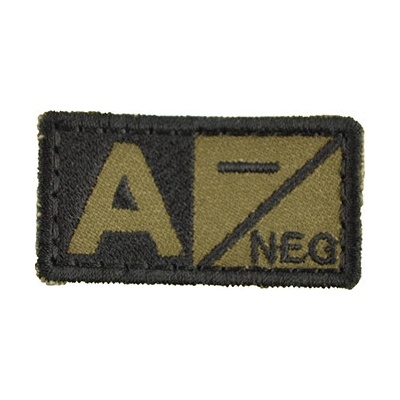 MILITARY RANGE Nášivka krevní skupina A NEG VELCRO ZELENÁ
