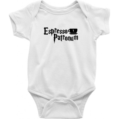 Harry Espresso Patronum Dojčenské body krátký rukáv biele