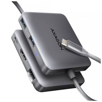 AXAGON HMC-5HL USB 5Gbps hub, 2x USB-A, HDMI 4k/60Hz, RJ-45 GLAN, PD 100W, kabel USB-C 20c (HMC-5HL)