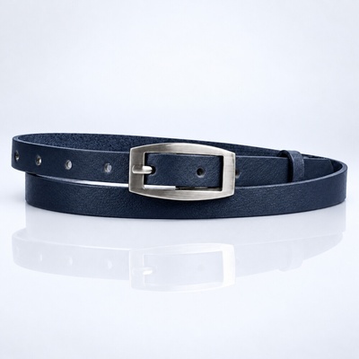 Penny Belts dámský velmi úzký kožený pásek 15-2-56 tmavě modrý