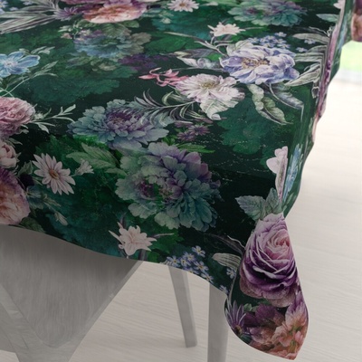 Biante Dekoračný obdĺžnikový obrus Parma PM-114 Fialové kvety na tmavo zelenom 80x120 cm