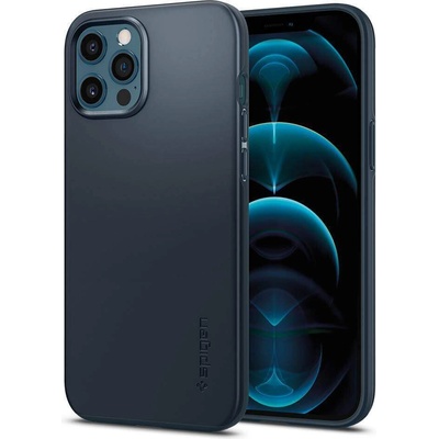Spigen Thin Fit Case - качествен тънък матиран кейс за iPhone 12 Pro Max (тъмносив)