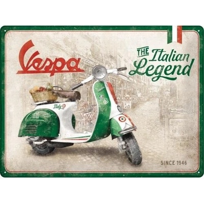 Plechová ceduľa Vespa The Italian Legend, 40 x 30 cm
