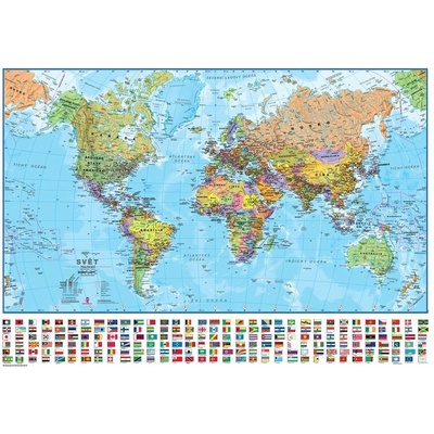 Svět - nástěnná politická mapa s vlajkami 1: 30 mil. + kovové lišty