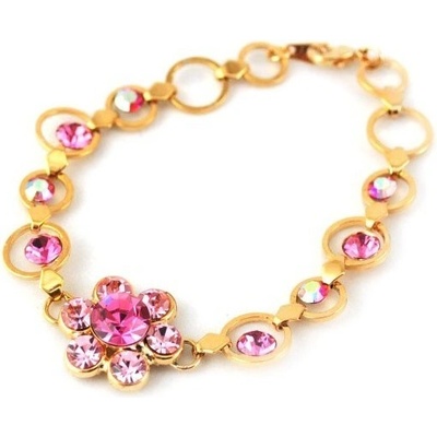 Prosperk náramek zlatý s růžovými krystaly S2681