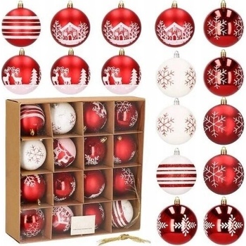 SPRINGOS Vianočné banky bielo-červené mix 8cm sada 16ks