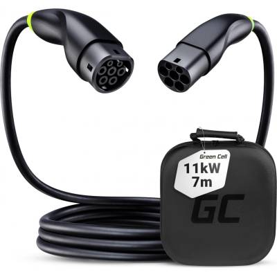 Green Cell EVKABGC04 Snap Кабел Тип 2 за зареждане на EV 11kW 7m за Tesla Model 3 S X Y, Kia EV6, VW ID. 4, ID. 5, BMW i4, iX, Ford Mach-E (EVKABGC04)