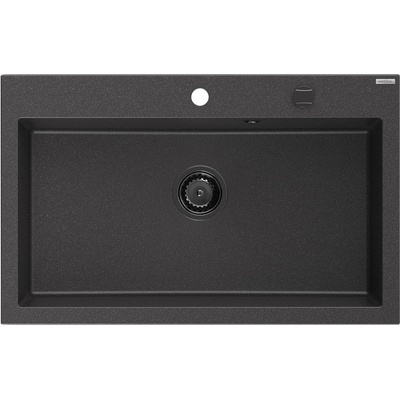 Mexen Elix кухненска мивка от гранит с 1 камера 800 x 500 мм, черна със ситни пръски, сифон черен - 6527801005-76-B (6527801005-76-B)