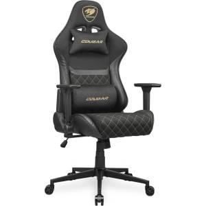 COUGAR Геймърски стол Cougar Gaming Titan Pro V2 Gold F, до 160kg, Class 4 газов амортисьор, 4D регулируеми подлакътници, лумбална опора, заден джоб, черно-златист (CGR-T2F-GLB)