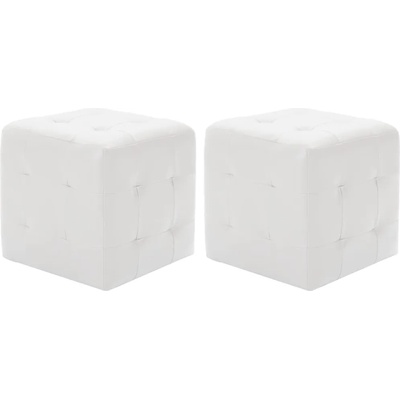 vidaXL Пуфове, 2 бр, бели, 30x30x30 см, изкуствена кожа (278389)