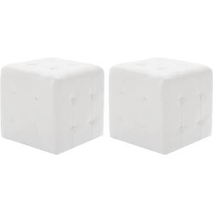 vidaXL Пуфове, 2 бр, бели, 30x30x30 см, изкуствена кожа (278389)