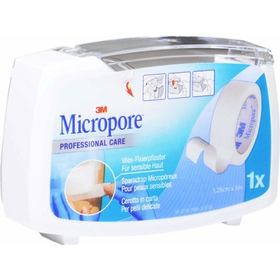 3M Micropore 1,25 cm x 5 m náplast na cívce, hypoalergenní, netkaná textílie