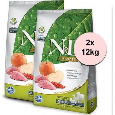N&D Prime Grain Free Adult Medium/Maxi Boar & Apple 2 x 12 kg