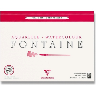 Clairefontaine Akvarelový blok Fontaine Cold Pressed 30 x 40 cm 25 listů 300 g