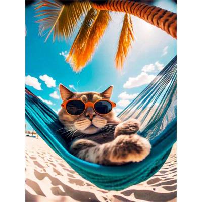 Norimpex - Puzzle Diamant painting: Cat in a hammock 30x40cm - 1 - 39 piese