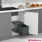 STARAX Кош за боклук за вграждане, Стар 16 л за врата 40 см, в Сиво и Антрацит
