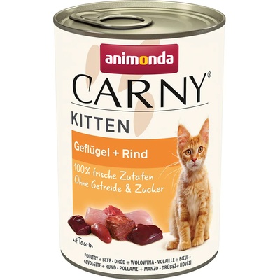 Animonda 12х400г Kitten Animonda Carny, консервирана храна за котки - говеждо и птиче месо