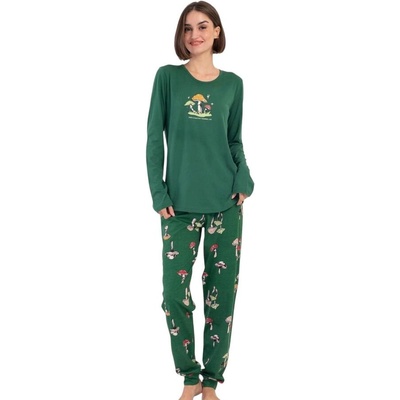 Дамска пижама в зелено с гъбки
