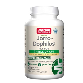 Jarrow Formulas Jarrow Jarro-Dophilus® + FOS, пробиотици 3, 6 милиарда, 6 пробиотични щама, 100 растителни капсули