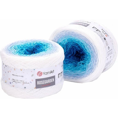 YARNART Rose Garden 305 White Blue Плетива прежда (Rose Garden 305)