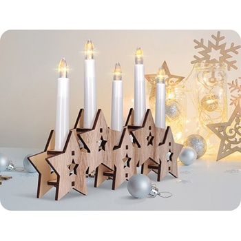 Solight LED drevený svietnik 5x LED prírodné drevo 2x AA