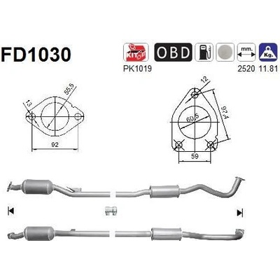 Filtr sazových částic, výfukový systém AS FD1030