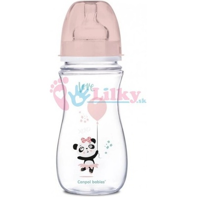 Canpol babies antikolik fľaštička so širokým hrdlom Exotic Animals ružová 300 ml