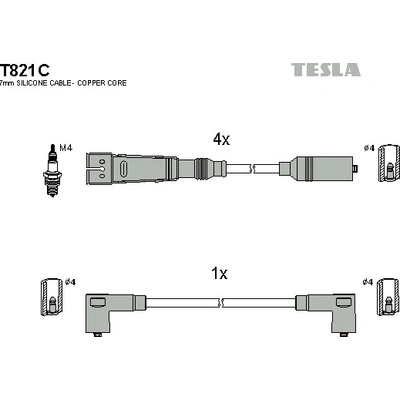 Sada zapaľovacích káblov TESLA T821C