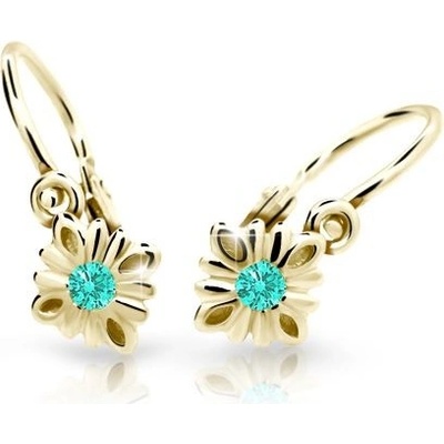 Danfil dětské náušnice C2261 ze žlutého zlata s kamínkem Mint Green