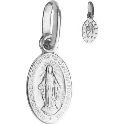 Argento Přívěsek z bílého zlata Zázračná medailka 8A129