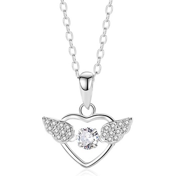 DELIS Сребърна верижка, jw558, дизайн на сърце, с родиево покритие (jw558)