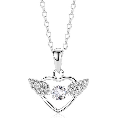 DELIS Сребърна верижка, jw558, дизайн на сърце, с родиево покритие (jw558)