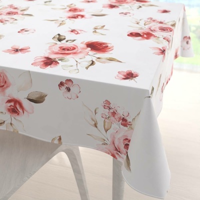 Biante Teflonový ubrus TF-023 Červené růže na bílém 90x90 cm