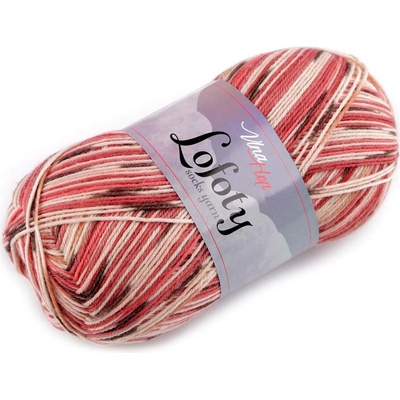 Pletací příze Lofoty samovzorovací / ponožkovka 100 g, střední, 11 (7815) červená