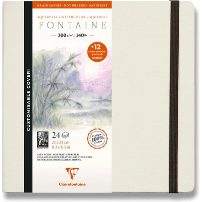 Clairefontaine Akvarelový album Fontaine Hot Pressed s pohľadmi 21 x 21 cm 24 listov 300 g