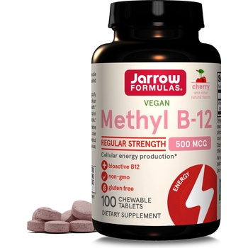 Jarrow Formulas Jarrow Methyl B-12 Cherry, Череша, 500 мкг, 100 дъвчащи таблетки