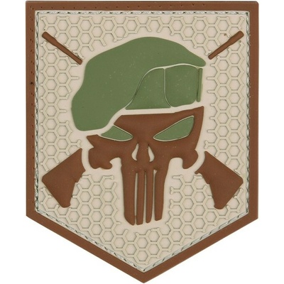 101INC Nášivka COMMANDO PUNISHER velcro 3D PVC COYOTE