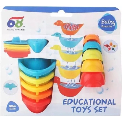 Man Yuk Toys 2 в 1 комплект за изграждане на кула и игра във ваната, 10 части (617-143)