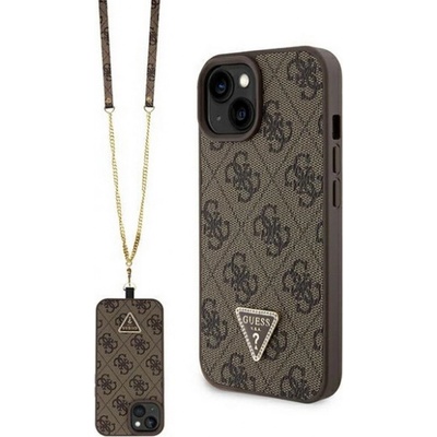 Guess hard Phone 15 PLUS Brown Crossbody 4G Diamond Triangle