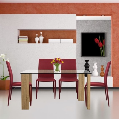 Bogdan Furniture Сет маса Morgan 140х80 см и 4 стола Teta red Memo. bg