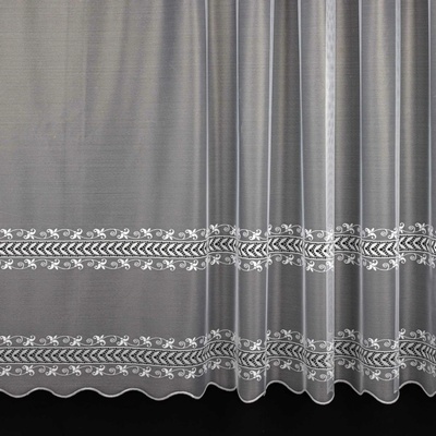 TextilCentrum.cz Berk Žakárová záclona BIANKA 2505, ornamenty a květy, s bordurou, bílá, výška 250cm (v metráži)