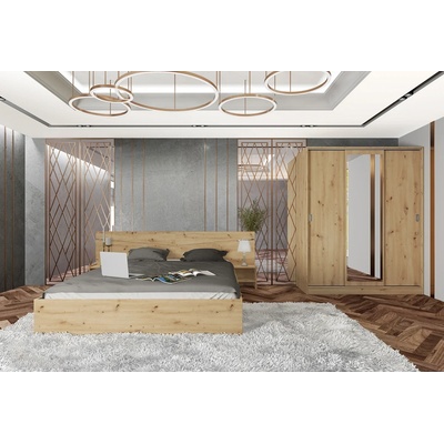 Bogdan Furniture I Спален комплект модел 7074 за матрак 160/200, Дъб артисан