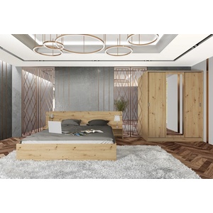Bogdan Furniture I С ален ком лект модел 7074 за матрак 160/200, Дъб артисан