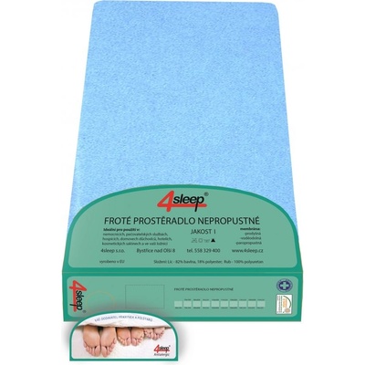 4sleep Nepropustné froté prostěradlo s gumou modré 60x120