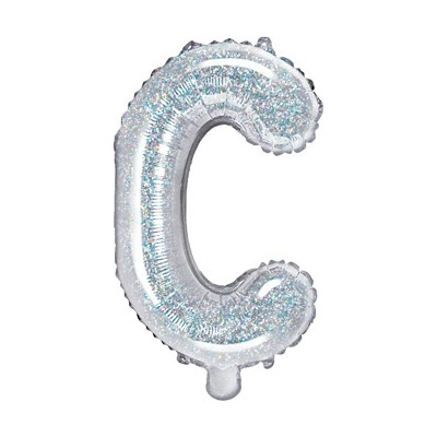 PartyDeco Foliový balón Písmeno ''C'' 35cm holografický